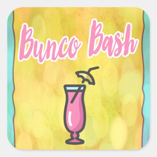 Bunco Bash Pink Drink Vierkante Sticker (Voorkant)