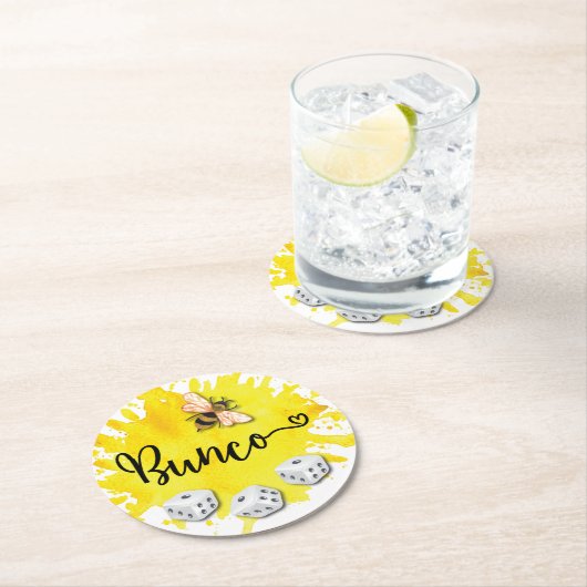 Bunco Bee Dice Ronde Kartonnen Onderzetter (Insitu)