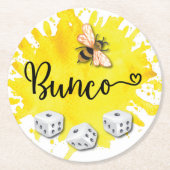 Bunco Bee Dice Ronde Kartonnen Onderzetter (Voorkant)