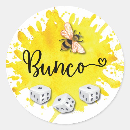 Bunco Bee Dice Ronde Sticker (Voorkant)