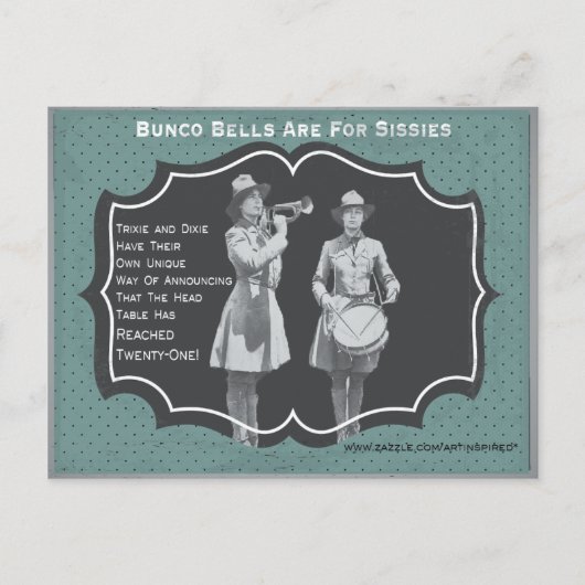 Bunco Bells is bestemd voor Sissies Bunco nodigt B Uitnodiging Briefkaart (Voorkant)