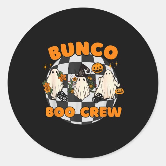 Bunco Boo Crew Bunco Halloween Dice Ronde Sticker (Voorkant)