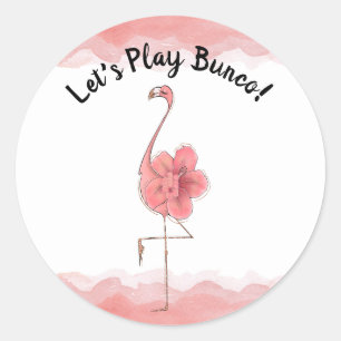 Bunco Bunko Pink Tropical Flamingo Ronde Sticker