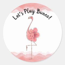 Bunco Bunko Roze Tropische Flamingo Ronde Sticker