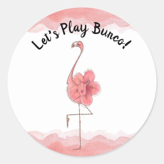 Bunco Bunko Roze Tropische Flamingo Ronde Sticker (Voorkant)
