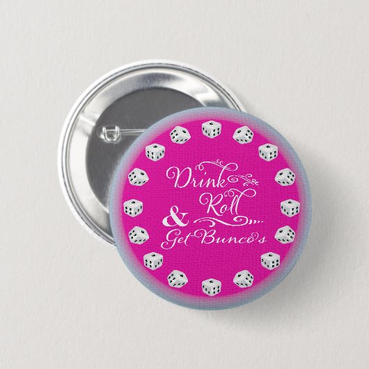 Bunco-Button - Drink, rol en haal Bunco's Ronde Button 5,7 Cm (Voorkant /achterkant)