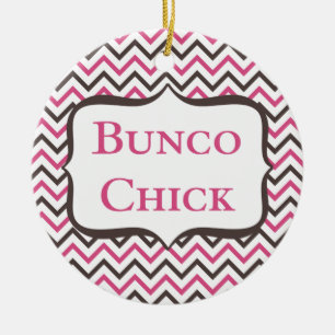 Bunco Chick met Chevron Design Keramisch Ornament