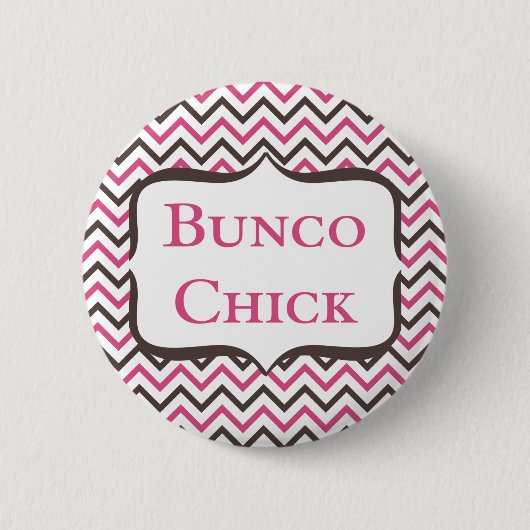 Bunco Chick met Chevron Design Ronde Button 5,7 Cm (Voorkant)