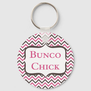 Bunco Chick met Chevron Design Sleutelhanger