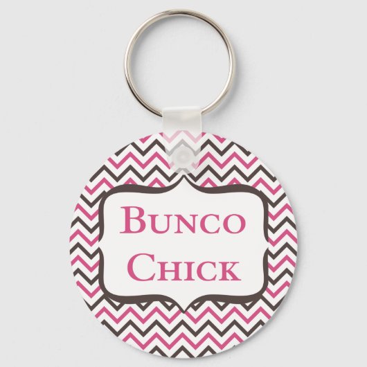 Bunco Chick met Chevron Design Sleutelhanger (Voorkant)