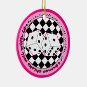 Bunco Chicken Roll with it roze - Two Sided Keramisch Ornament (Rechts)