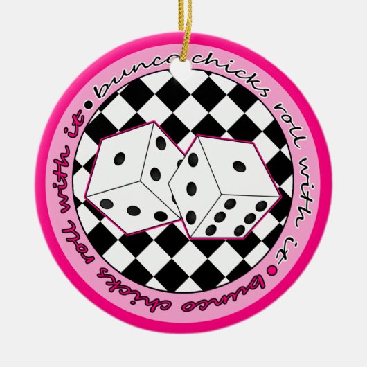 Bunco Chicken Roll with it roze - Two Sided Keramisch Ornament (Voorkant)