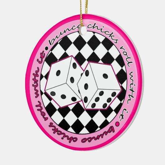 Bunco Chicken Roll with it roze - Two Sided Keramisch Ornament (Links)