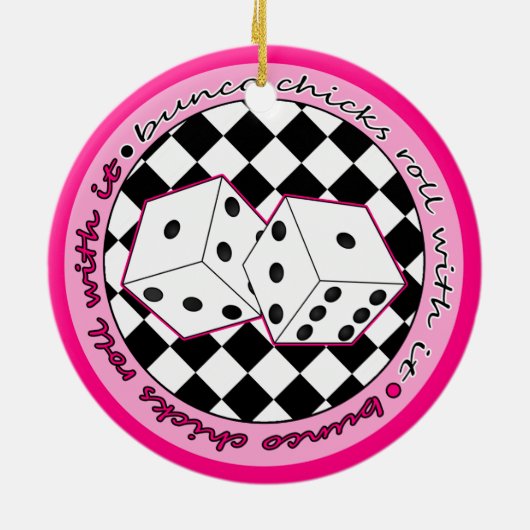 Bunco Chicken Roll with it roze - Two Sided Keramisch Ornament (Achterkant)