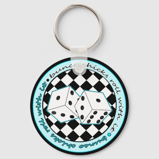 Bunco Chicks Roll with it - Blue Sleutelhanger (Voorkant)