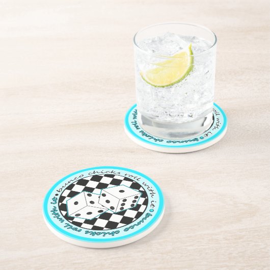 Bunco Chicks Roll with it - Blue Zandsteen Onderzetter (Zijkant)