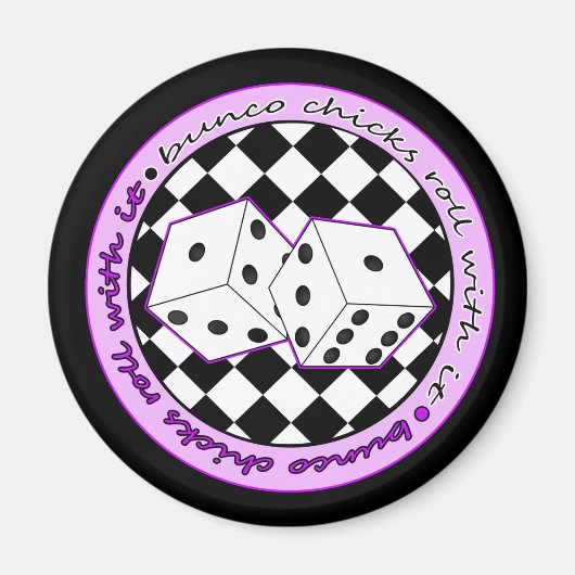 Bunco Chicks Roll with it - Paars Magneet (Voorkant)