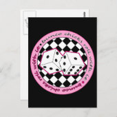 Bunco Chicks Roll with it - roze Briefkaart (Voorkant / Achterkant)