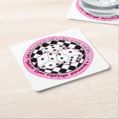 Bunco Chicks Roll with it - roze Kartonnen Onderzetters (Schuin)