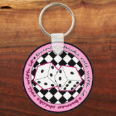 Bunco Chicks Roll with it - roze Sleutelhanger (Voorkant)