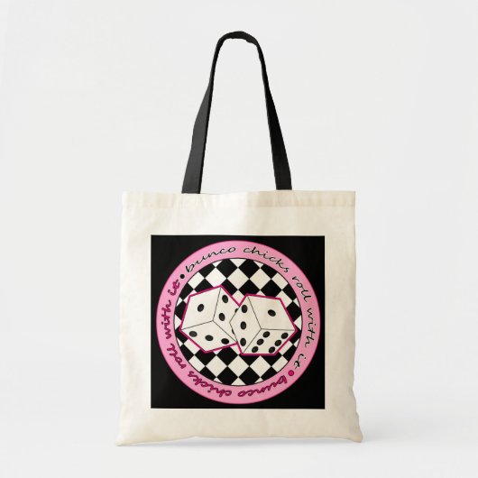 Bunco Chicks Roll with it - roze Tote Bag (Voorkant)