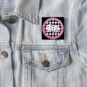 Bunco Chicks Roll with it - roze Vierkante Button 5,1 Cm (In situ)