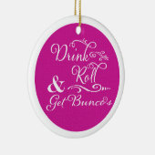 Bunco Christmas Modern Roze Wit Keramisch Ornament (Rechts)