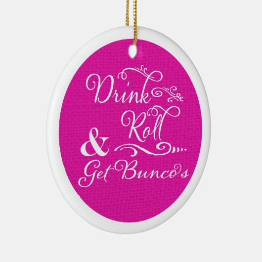 Bunco Christmas Modern Roze Wit Keramisch Ornament (Rechts)
