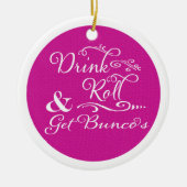 Bunco Christmas Modern Roze Wit Keramisch Ornament (Voorkant)
