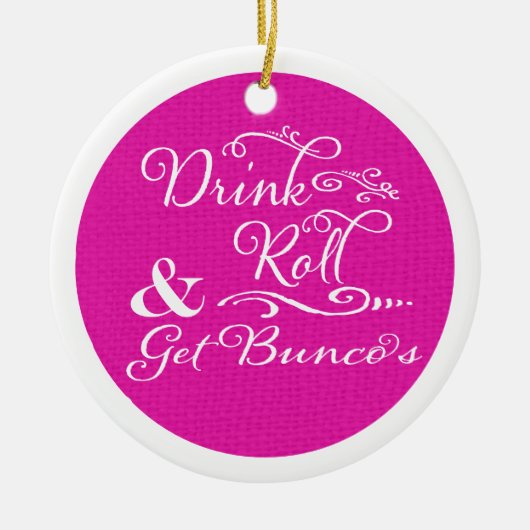 Bunco Christmas Modern Roze Wit Keramisch Ornament (Voorkant)