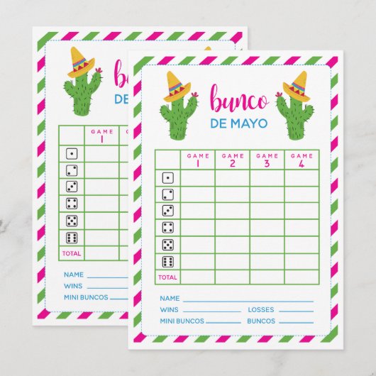 Bunco De Mayo May Cinco de Mayo Bunco Kaart (Voorkant / Achterkant)