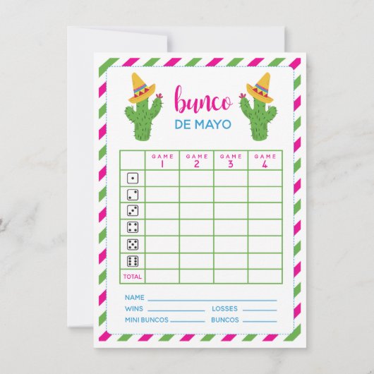 Bunco De Mayo May Cinco de Mayo Bunco Kaart (Achterkant)