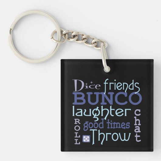 Bunco Dice Friends Moderne Typografie Subway Art Sleutelhanger (Voorkant)