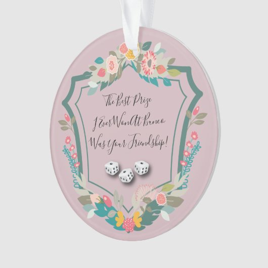 Bunco Dice Friendship Player Floral Ornament (voorkant)