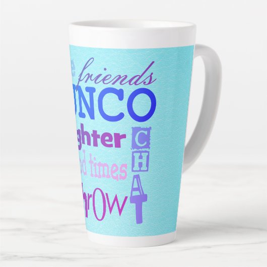 Bunco Dice Friendship Typography Fun Latte Mok (Rechterhoek)