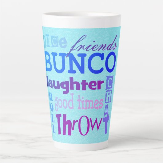 Bunco Dice Friendship Typography Fun Latte Mok (Voorkant)