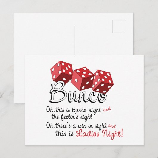 Bunco Dice Game Briefkaart (Voorkant / Achterkant)