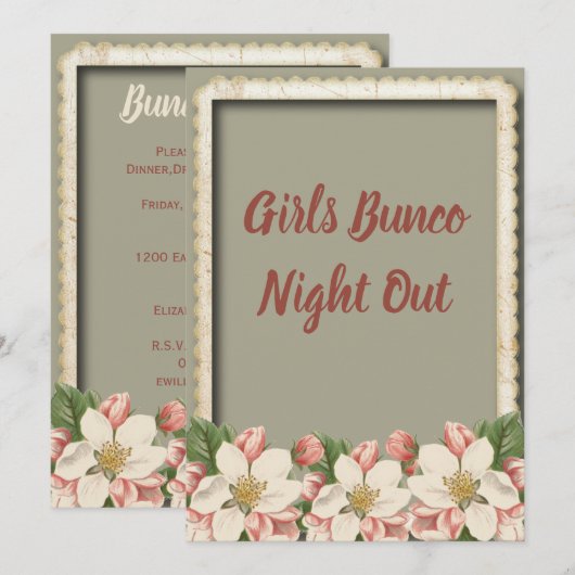 Bunco Dice - Girls Night Out Party Kaart (Voorkant / Achterkant)