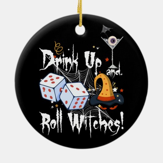 Bunco Dice Halloween Drink Omhoog en Roll Witches Keramisch Ornament (Achterkant)
