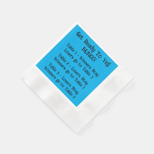 Bunco Directions Napkin in Blue Servet (Hoek)