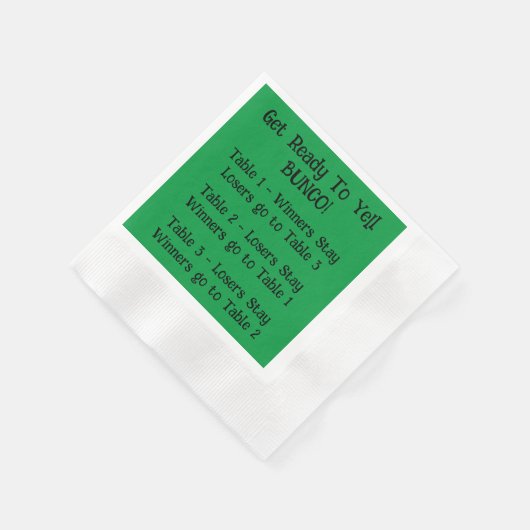 Bunco Directions Napkin in Green Servet (Hoek)