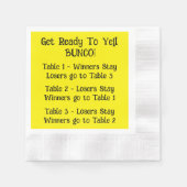 Bunco Directions Napkin in Yellow Servet (Voorkant)