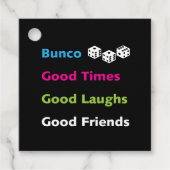 Bunco dobbelstenen goede tijden goede vrienden cad bedankjes labels (Voorkant)