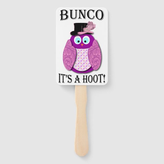 Bunco dobbelstenen spel Elegante schattige uil Handwaaier (Achterkant)