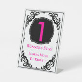 Bunco Elegant Roze Hoofdtabel Nummer Eén Reclamebord Met Voetstuk (Voorkant)