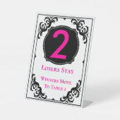Bunco Elegant roze hoofdtabel nummer twee Reclamebord Met Voetstuk (Voorkant)