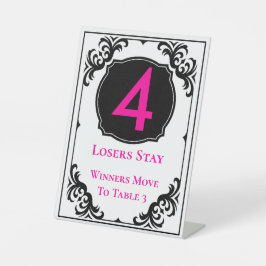 Bunco Elegant roze hoofdtabel nummer vier Reclamebord Met Voetstuk
