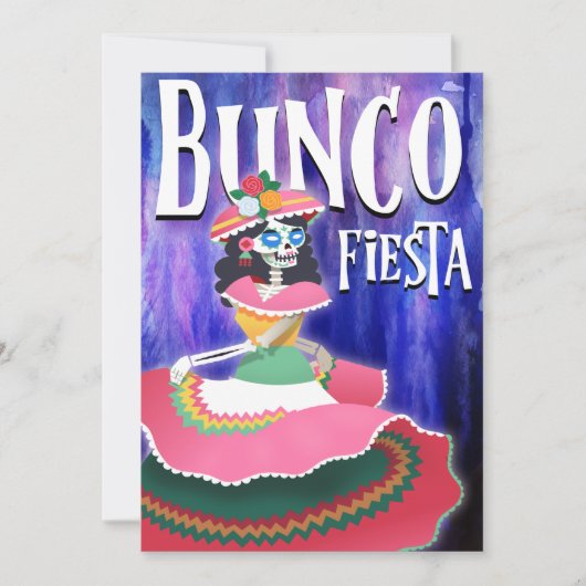 Bunco Fiesta Feestdag Dag van de Doden Skelet Kaart (Voorkant)
