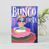 Bunco Fiesta Feestdag Dag van de Doden Skelet Kaart (Staand voorkant)