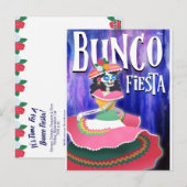 Bunco Fiesta Party Invitation Day van de Doden Briefkaart (Voorkant / Achterkant)